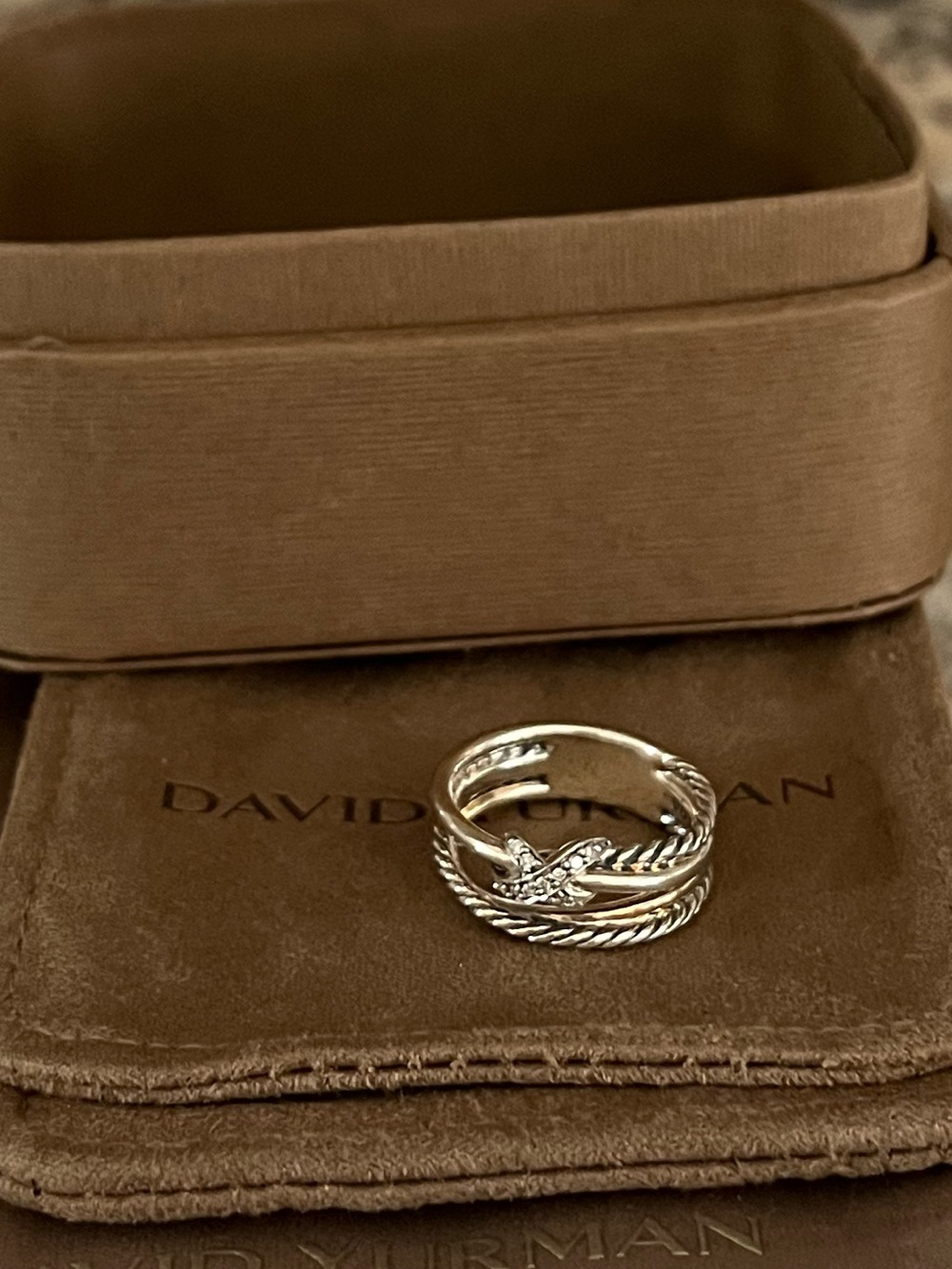 🎀DAVID YURMAN🎀 X Crossover Band w/Diamonds! NWT! Size 6!